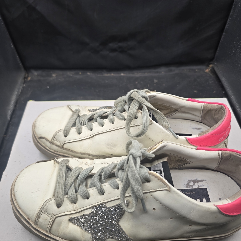 Golden Goose White and Pink‎ Sneakers with Silver Accents Women Size 8 - Picture 3 of 8